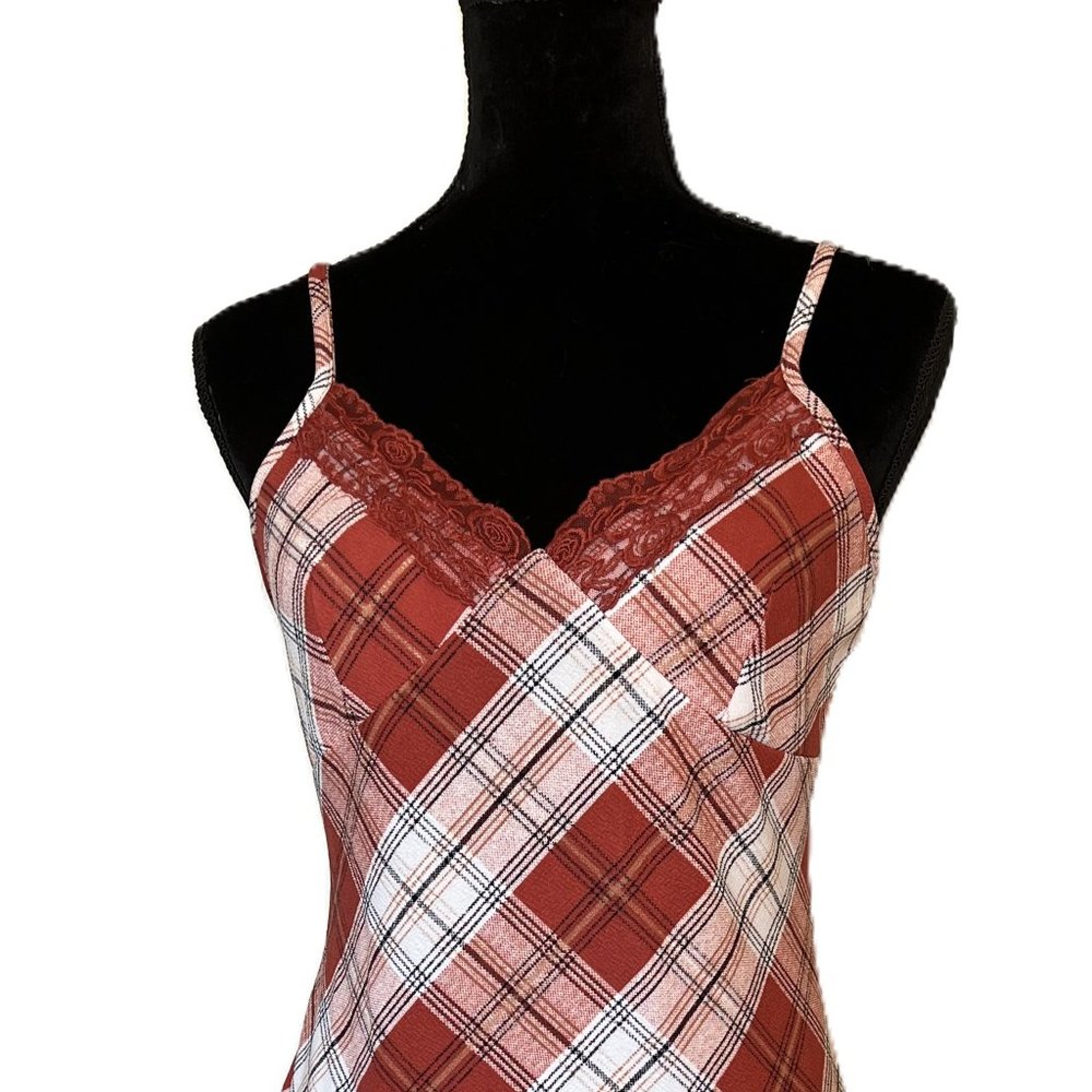 No Boundaries Orange and White Plaid Dress